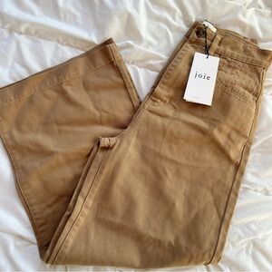 NWT JOIE LIERRE TIGERS EYE Quilted Wide Leg Cropped High Rise COTTON Jeans Pants